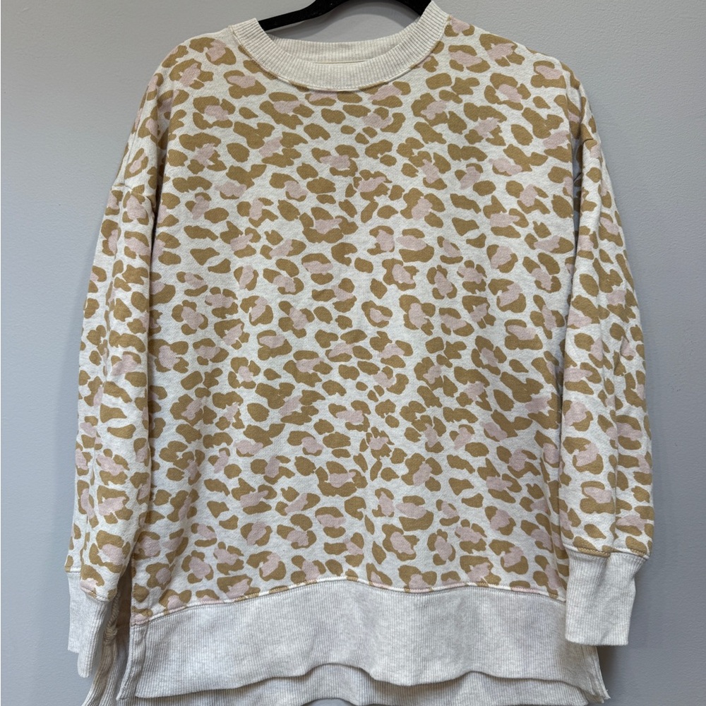 Aerie Women’s Neutral Leopard Print Pullover Sweatshirt
